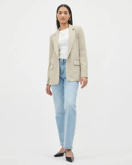 Loose One-Button Crepe Blazer