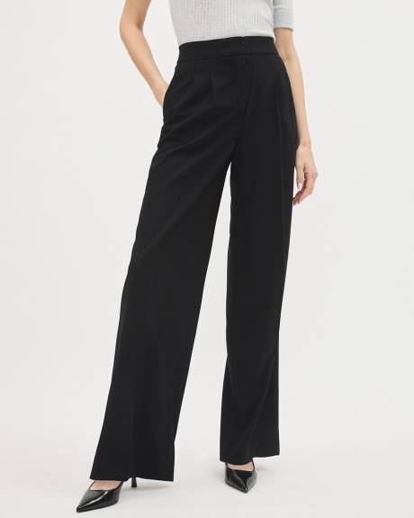 High-Rise Wide-Leg Long Crepe Pant