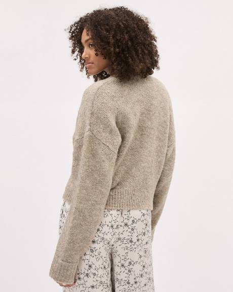 Long-Sleeve Buttoned-Down Bouclé Cardigan