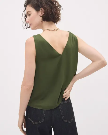 Green V-Neck Silky Crepe Cami