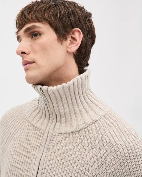 Long-Sleeve Half-Zip Mock-Neck Sweater