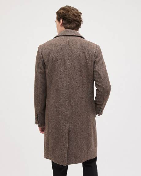 Classic Double-Breasted Herringbone Wool Coat