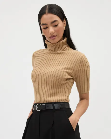 Pull Ultra Doux à Manches aux Coudes et Col Roulé