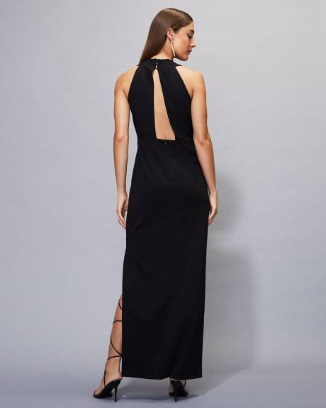 Robe Cocktail Maxi Sans Manches avec Dos Ouvert