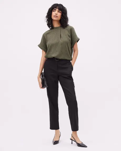 Extended-Sleeve Textured Tencel Blouse