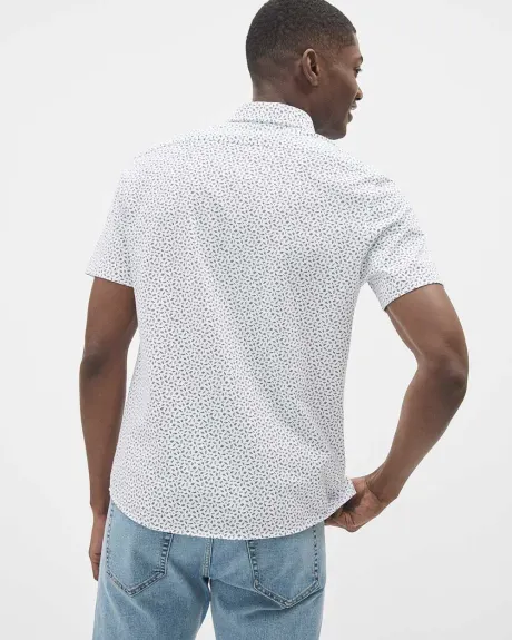 Chemise Coupe Étroite en Coton à Manches Courtes avec Motif