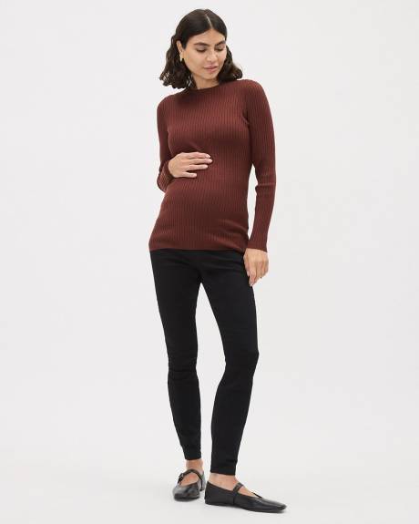 Long-Sleeve Crew-Neck Ribbed Tee - Thyme Maternity