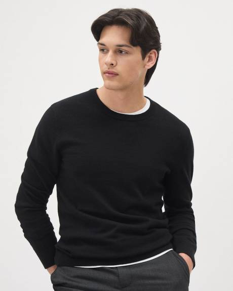 Solid Long-Sleeve Crew-Neck Sweater