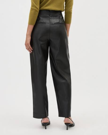 Faux-Leather High-Rise Barrel Pant