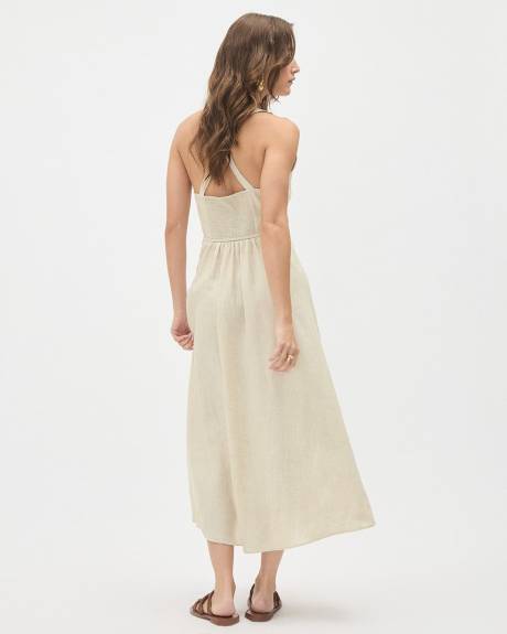 Fit and Flare Sleeveless Maxi Linen Dress