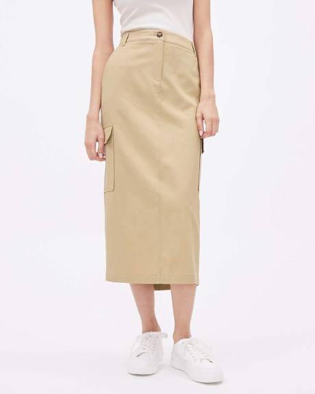 Straight Midi Skirt with Cargo Pockets