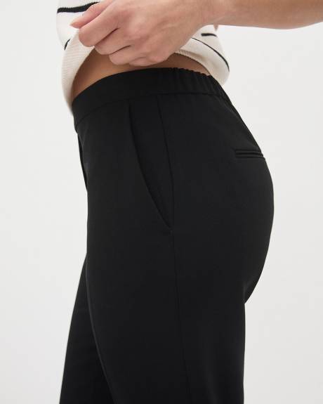 Black Mid-Rise Tapered-Leg Crepe Pant