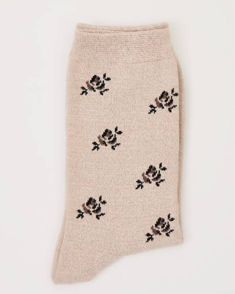 Cotton Socks with Tiny Roses