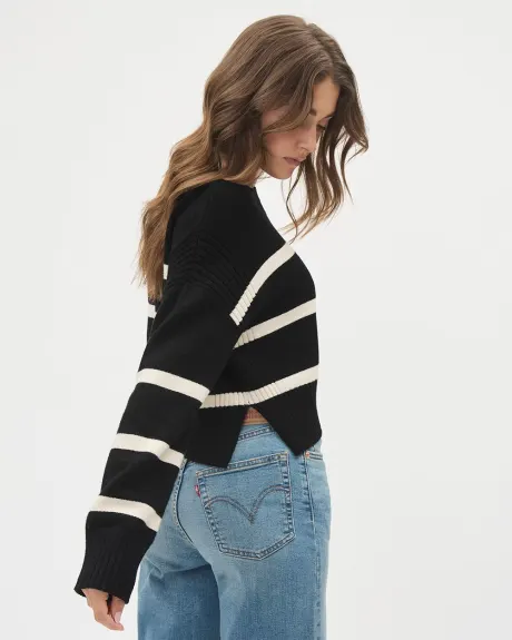 Cropped Boxy Striped Sweater