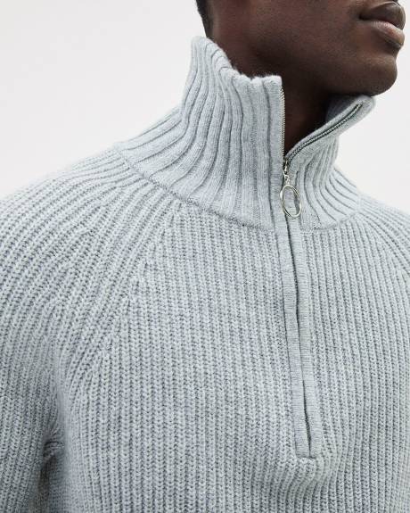 Long-Sleeve Half-Zip Mock-Neck Sweater