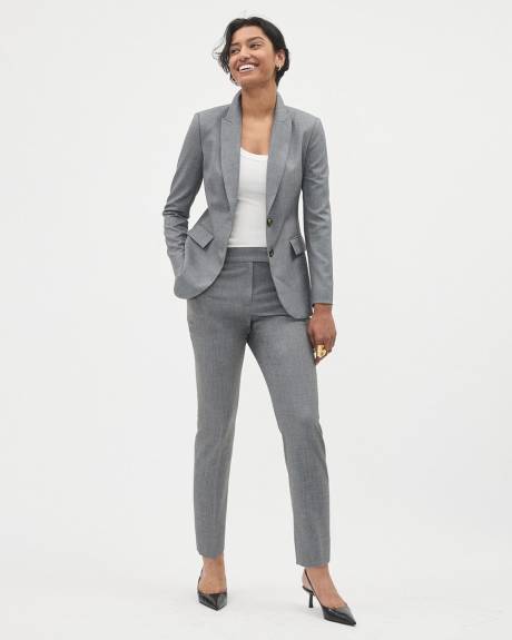 Grey Two-Button Fitted Blazer