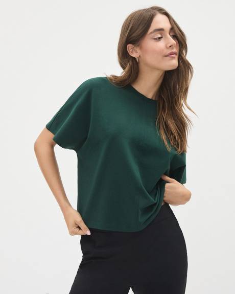 Short-Dolman-Sleeve Crew-Neck Cotton Tee