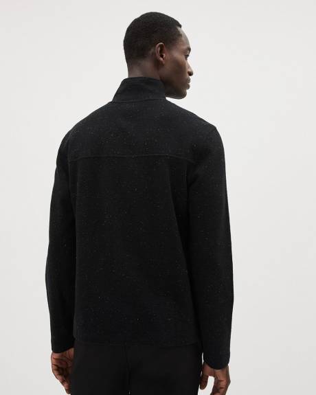 Brushed Waffle Half-Zip Mock-Neck Sweater