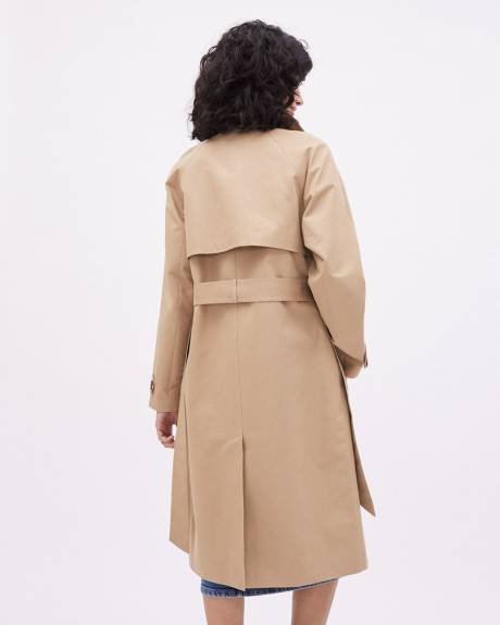 Double-Breasted Twill Trench Coat with Belt