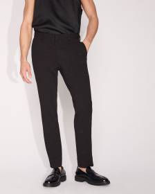 Pantalon de Complet Noir à Coupe Étroite avec Fibres Métalliques