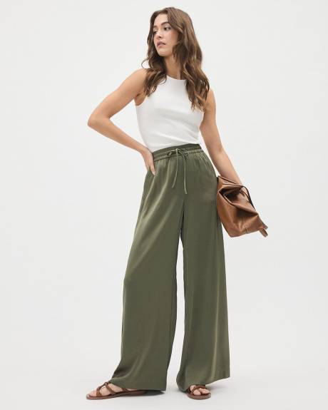 Satin High-Rise Wide-Leg Pant