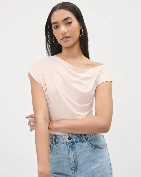 Short-Sleeve Tee with Asymmetrical Neckline