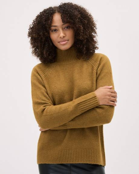 Long-Sleeve Funnel-Neck Spongy Tunic