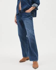 Medium-Wash Tapered-Leg Jeans - Thyme Maternity