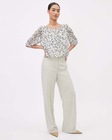 Blouse Popover à Manches Courtes et Encolure Bateau