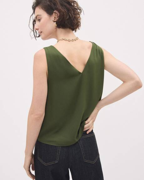 Camisole Verte en Crêpe Soyeuse à Col V