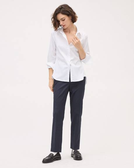 Blouse Boutonnée en Popeline à Manches Longues