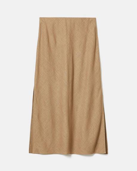 Linen High-Rise A-Line Midi Skirt