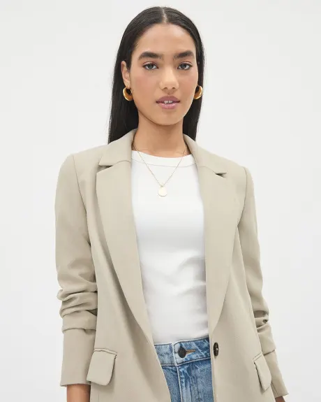 Loose One-Button Crepe Blazer