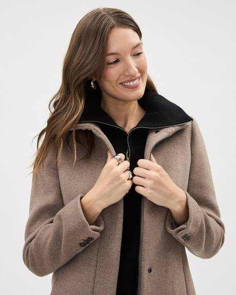 Classic Wool Coat with High Neckline