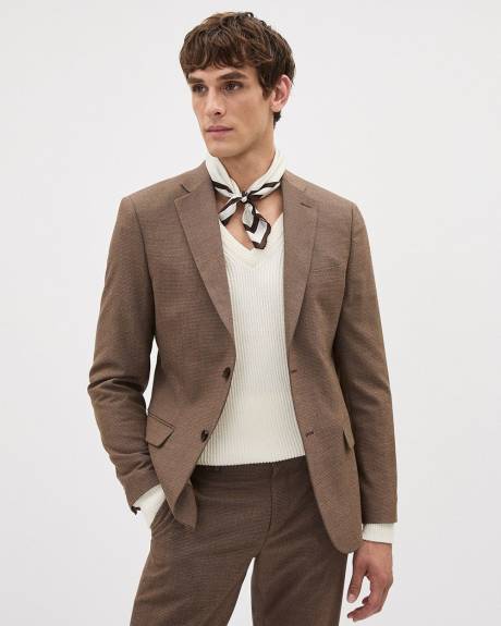 Slim-Fit Bronze Houndstooth Suit Blazer