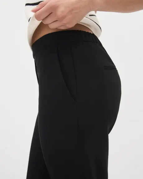 Pantalon en Crêpe Noir à Jambe Fuselée et Taille Mi-Haute