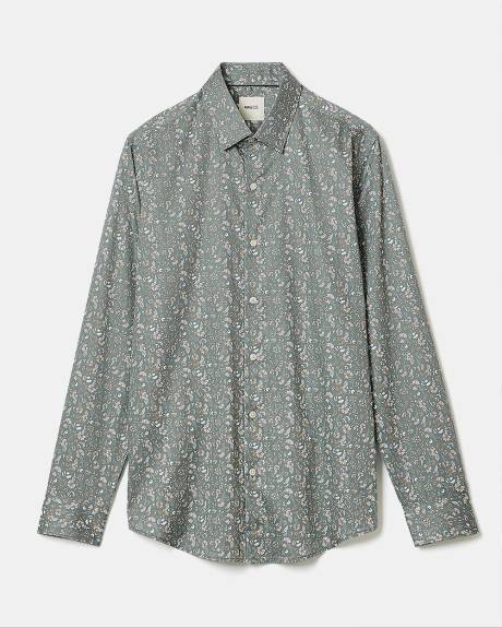 Tailored-Fit Dress Shirt with Botanical Print