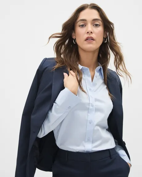 Blouse Boutonnée en Popeline à Manches Longues