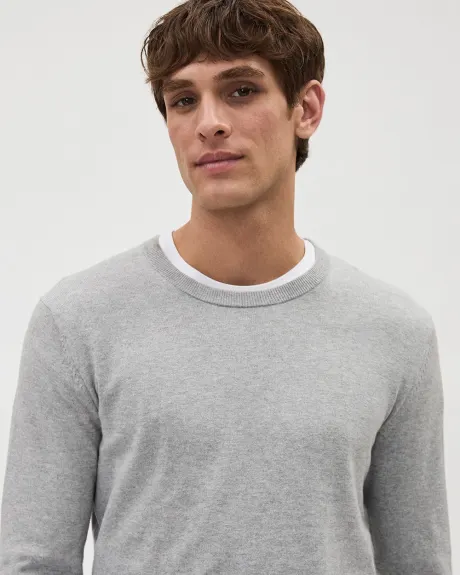 Solid Long-Sleeve Crew-Neck Sweater