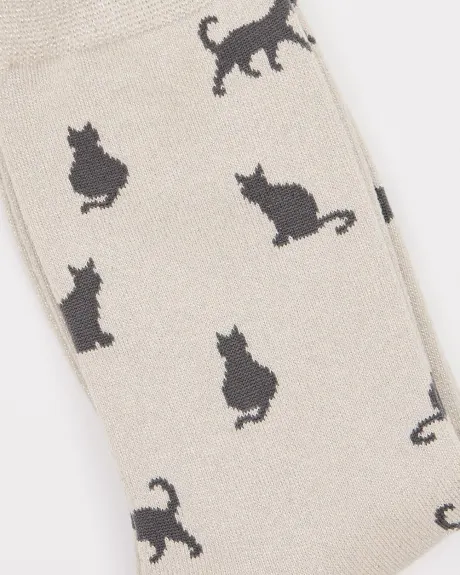 Crew Socks with Lurex Fibres and Cats