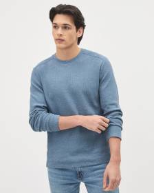 Long-Sleeve Crew-Neck Waffled Sweater