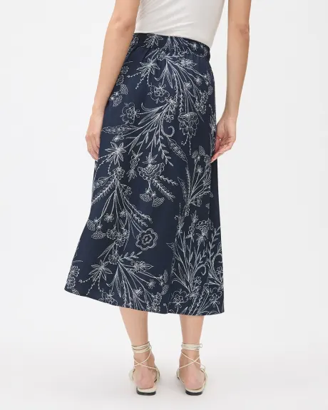 Twill High-Waisted Flare Midi Skirt