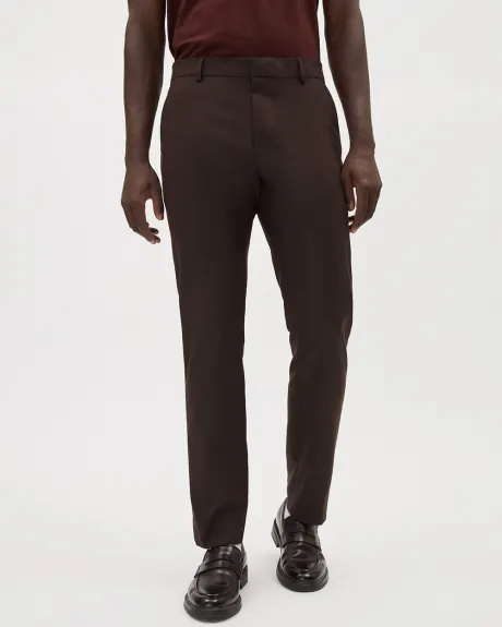 Pantalon de Ville Uni à Coupe Étroite en Sergé Brossé