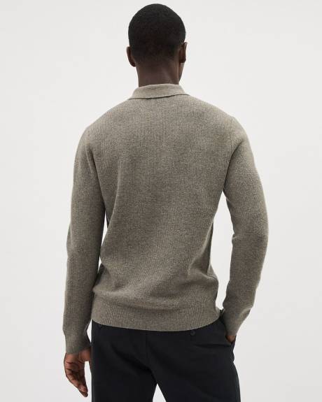 Long-Sleeve Wool-Blend Polo Sweater