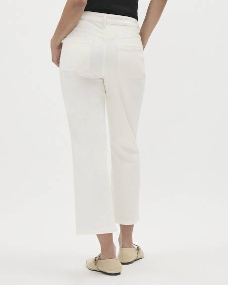 High-Waisted Wide-Leg Crop Cream Jeans