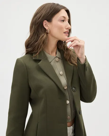 Manteau Long à Coupe Ajustée en Sergé