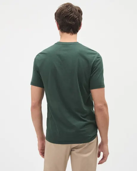 Solid Short-Sleeve Crew-Neck Tee with Chest Pocket