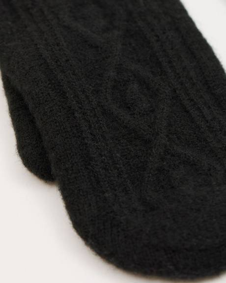 Cable-Knit Mitts with Fleece Lining