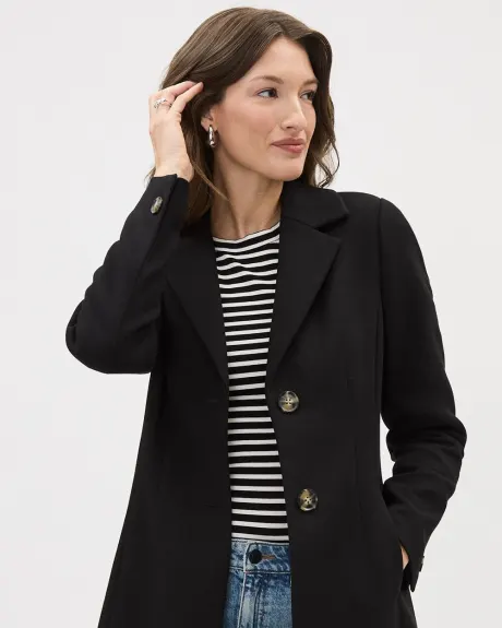 Manteau Long à Coupe Ajustée en Sergé