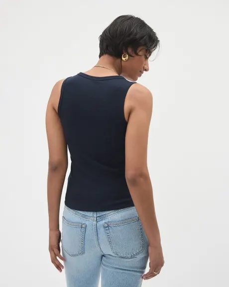 Camisole Côtelée Ajustée à Patte Boutonnée